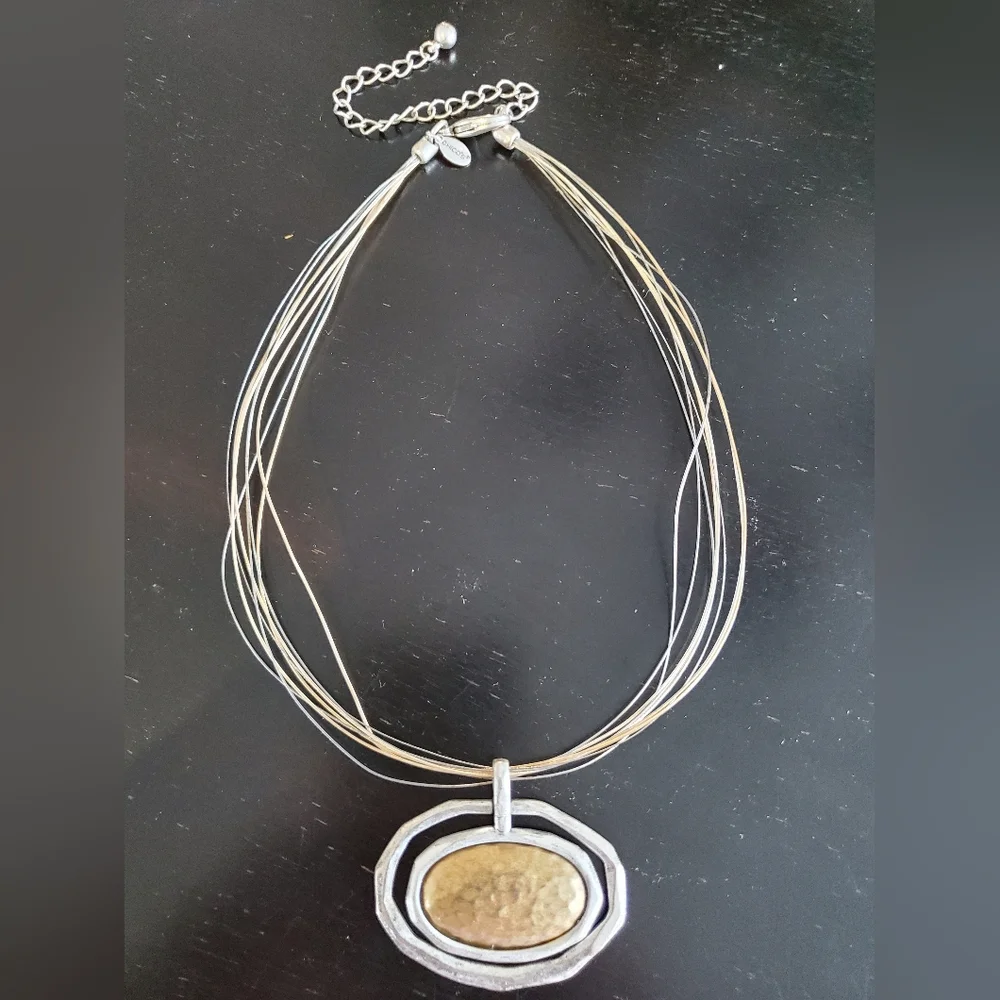 Chicos Vintage Mixed-Metal Hammered Necklace - Picture 10 of 10